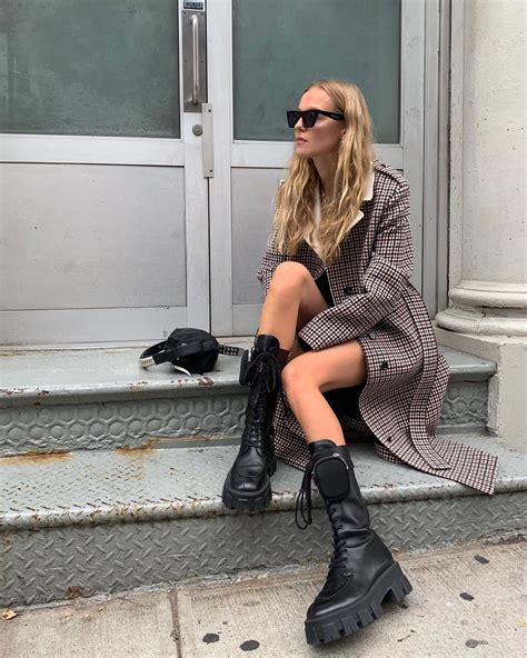 prada monolith boots street style